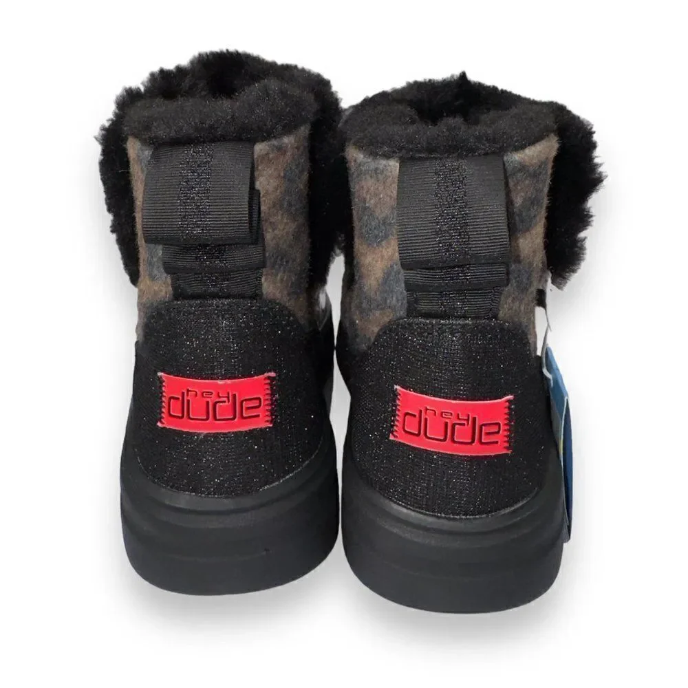 Hey Dude Mel Leo‎ Black (Leopard) Boots Youth 4 Women's 5
